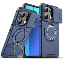 Smūgiams atsparus magnetinis dėklas Redmi Note 13 14 Pro 5G 4G, su slankiojančiu kameros objektyvo žiedu, stoveliu, apsauginiu dangteliu, Redmi Note 13 Pro Plus dėklas Redmi 14T oranžinė