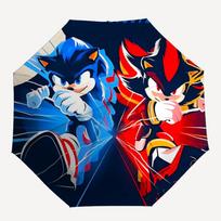 1 vnt. Sonic vs Shadow Automatiškai susilankstomas skėtis - Kompaktiškas 8 šonkaulių dizainas, Patvarus plastikas ir geležis, Kasdieniam naudojimui F010611 blue