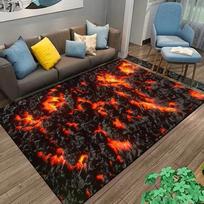 3D ugnikalnio lavos kilimas svetainės dekoras vizualiniai efektai kilimai miegamojo lovos šono minkštas pėdų kilimėlis namų virtuvės įėjimo durų kilimėlis 40cm x 60cm yellow