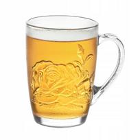 Stiklinis puodelis Tadar Róża su reljefine rože, 415 ml