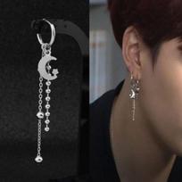 Kpop Punk Tassel Chain Earrings For Men Women Stainless Steel Metal Bar Pendant Geometric Drop Earrings Party Hip Hop Jewelry gray