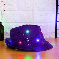 Stage Performance Light Up Flashing Sequin Panama Cap Jazz Hat Led Fedora Trilby žalia
