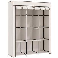 Medžiaginė spinta Homcom 125x43x162,5cm., kreminės/juodos spalvos