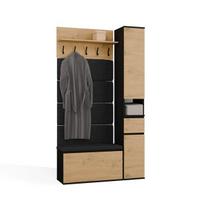 Prieškambario spinta Lior, 110x35x202.5 cm, ruda/juoda