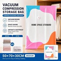 No Pump Seal Compression Bag Dust-proof Clothing Seal Bag Vacuum Storage Bag  Travel Accessories 50*70cm blue
