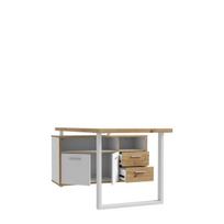 Rašomasis stalas Keflavik, 181x124,2x74,1 cm, baltas/rudas