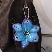 Kūrybiškas Dirbtinės Gėlės Maišelio Pakabukas Išskirtinis Phalaenopsis Orchidėja Lelijų Raktų Pakabukas Kuprinės Dekoravimo Aksesuarai Dovanos mėlyna