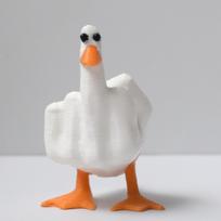 Funny White Orange Middle Finger Duck Toy Statue 3D Printing Toys Creative Desktop Decoration Ornament Halloween Gift