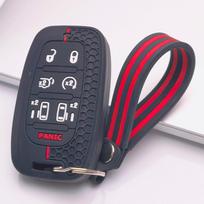 Key Fob Cover for Chrysler Pacifica with Keychain Anti-Scratch Guard Shockproof Protection Soft Grip Texture Responsive Button Touch black