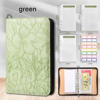 A5 Loose-leaf Bookkeeping Planner 100 Sheets PU Leather Wallet Printed Zipper Handbag Cash Budget Card Holder Gift Storage Bag 200 Pages