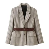European and American style, new women's clothing, foreign style with belt herringbone twill blazer 2226163 S