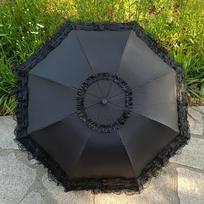 K-style Lace Lace Arch Princess Umbrella Female Thickened Sun Protection Umbrella Foldable UV Protection Dual-Use Sun Umbrella Five Layers of Black/Free Lace Bag