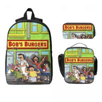 3Pcs B-Bob Burgers School bags Set for Children Pencil Boxes Backpack Sets with Lunch Box For Primary School Students Daypack