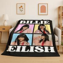 3D Billie Eilish Dainininkė Žvaigždė Flanelinis pledas Minkštas Šiltas Pledas Miegamajam Svetainei Lovai Kelionėms Stovyklavimui Iškylai Dovana Size: 75*100cm, Weight: 230 GSM