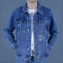 Mens Loose Turn Down Collar Washed Denim Work Casual Jacket Outerwear M blue