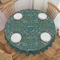 Round Moroccan Style Mandala Tablecloth Waterproof Oil-Proof Table Cover 70 inch Boho Floral Pattern Table Cloth 50inch(127cm)