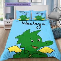Tabaluga Cute Green Dragon Cartoon Print 3‑Pieces Duvet Cover Set Cartoon Bedding Bedroom Home Decor Without Pillow Core 135x200cm blue