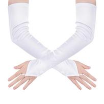 Long Finger Hook Mittens Satin Cosplay Gloves Winter Warm Satin Gloves white