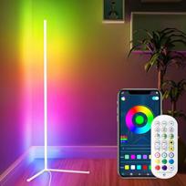Aerlife RGB grindų lempa su nuotolinio valdymo pulteliu, maitinama USB, 142 cm aukščio, stilingas LED stovas su laikmačio funkcija, tinka miegamiesiems, kampui yellow