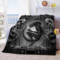 Svetimi filmo minkštas pledas Kosminio monstro margintas lovatiesė Sofos užvalkalai Kelioninis stovyklavimo pledas Vaikų suaugusiųjų dovana 75x90cm black