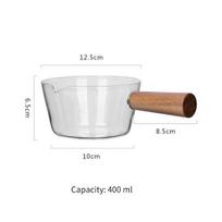 400ml/600ml Stiklinis pieno puodas su medine rankena, permatomas, maisto gaminimui, pienui, sriubai, makaronams, buitinei virtuvės įrangai, molinis puodas 0-1000ml white