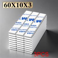 60x10x3mm Super galingas blokinis neodimio magnetas Su dvipuse lipnia juosta Magnetas N35 Stiprus nuolatinis magnetinis imanes