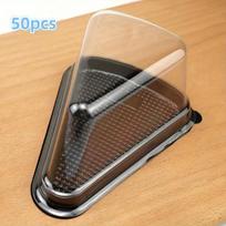 50pcs,Clear Cake Slice Containers,Cake Boxes,Disposable Plastic Cheesecake Containers With Lids,Birthday Party Favor auksinė