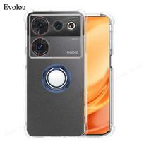 For ZTE Nubia Z60 Ultra Magnetic Ring Stand Transparent Case For ZTE Nubia Z50S Pro Airbag Soft Silicone Shockproof Back Cover For Nubia Z50 Ultra mėlyna