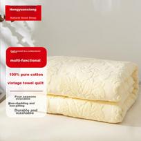 Pure Cotton Vintage-Style Towel Blanket, Lightweight Summer Single-Person Blanket, Nap Blanket, Air Conditioning Sofa Throw