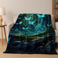 26 Style Dream Butterfly Flower Cartoon Flannel Blanket,Cozy Soft Throw Blanket for Home Bedroom Bed Sofa Picnic Cover Gift Kids Size: 75*100cm, Weight: 230 GSM
