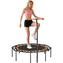 Fitness Trampoline, Workout Trampoline with Adjustable Handle, Stable and Quiet, for Indoor Use, Steel, Orange 128 x 120 x 126 cm