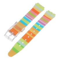 16mm 17mm 19mm Watch Strap for Swatch Silicone Watchband Jelly Color Waterproof Rubber Wristbelt Soft Sport Bracelet Accessories 16mm orange