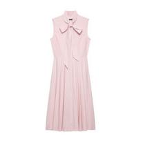 Womens Sleeveless Wrap-Style Waist-Tied A-Line Dress Pink Office Chic 2026 XS white
