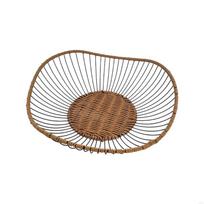 Sturdy Metal Wire Basket With Hand woven Rattan Trim Decorative Vegetable Tray Perfect For Drying Freshness Produce 55KF