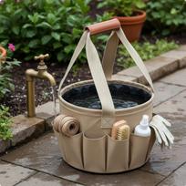 9 Pieces Garden Tool Tote Bag Set and Sturdy Gardening with Tools gray