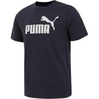 Puma Essentials Logo Pullover Casual Versatile Short Sleeve T-Shirt Men Tops Navy-Blue 688958-16 S black