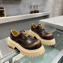 men British Style Leather Shoes  Spring and Autumn Loafer Shoes Heightened Thick Bottom Platform Lace-up Shoes Women 44 45 35 black
