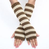 Women's Knitted Fingerless Arm Sleeves Gothic Style Striped Winter Long Arm Warmers Girls Harajuku Y2K Fashion Wrist Gloves 2 pairs