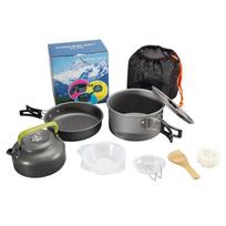 Outdoor Set Pot Camping Cookware Set Portable Outdoor Water Kettle Camping Non Stick Frying Pan Camping Equipment as well as Supplies Complete Set black