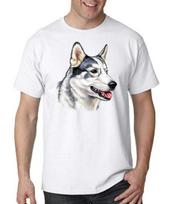 Husky dog face white T-shirt XL gray