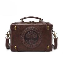 European and American Punk Retro Style Embossed Women's One-shoulder Diagonal Straddle Bag black