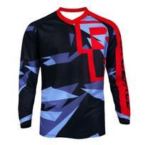 Men's Motocross Shirt Mountain Bike Racing Jersey Mtb Downhill Cycling Top Breathable Quick Dry off Road Riding Cycling Top S red