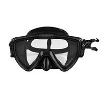 Scuba Diving Mask with flashlight Bracket, Liquid Silicone Face Mask,Tempered Glass, Anti-Fog Snorkel Mask Mask Strap Mount Clip black