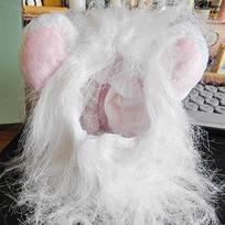 Comfortable Fit Soft Lion Mane Wig Cap Hat Breathable Fluffy Dog Cat Wig Hat Funny Creative Pet Costume Pet Party (as the picture,S) gray