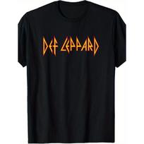 Men'S Vintage Def Leopard Graphic T-Shirt - with Orange Retro Band Logo Print, Loose Fit Short Sleeve Round Neck Casual Tee for Casual Attire & Music S juoda