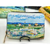 Van Gogh Oil Painting PU Leather Wallet For Men Women Vintage Coin Purse Credit Card Holder Passport Bag With Zipper blue