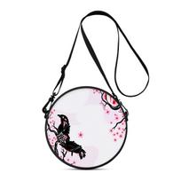 Bird Magpie Print Round Shoulder Bag Casual Messenger Bag for Woman Best Gifts 2D Flat Casual Daily Crossbody Bag