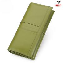 RFID anti-theft clutch bag long women's bag multi-card change bag women's wallet green įvairiaspalvis