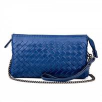 Handwoven Genuine Leather Clutch Bag Women Woven Crossbody Style Lightweight Daily Use Purse In Multiple Colors 20 cm x 3.5 cm x 12 cm tamsiai mėlyna spalva