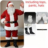 Kalėdų Senelio 7 dalių kostiumų rinkinys Raudono aksomo Suaugusiems vyrams Kalėdinės vakarėlio Cosplay Fancy Dress apranga XXXL gray